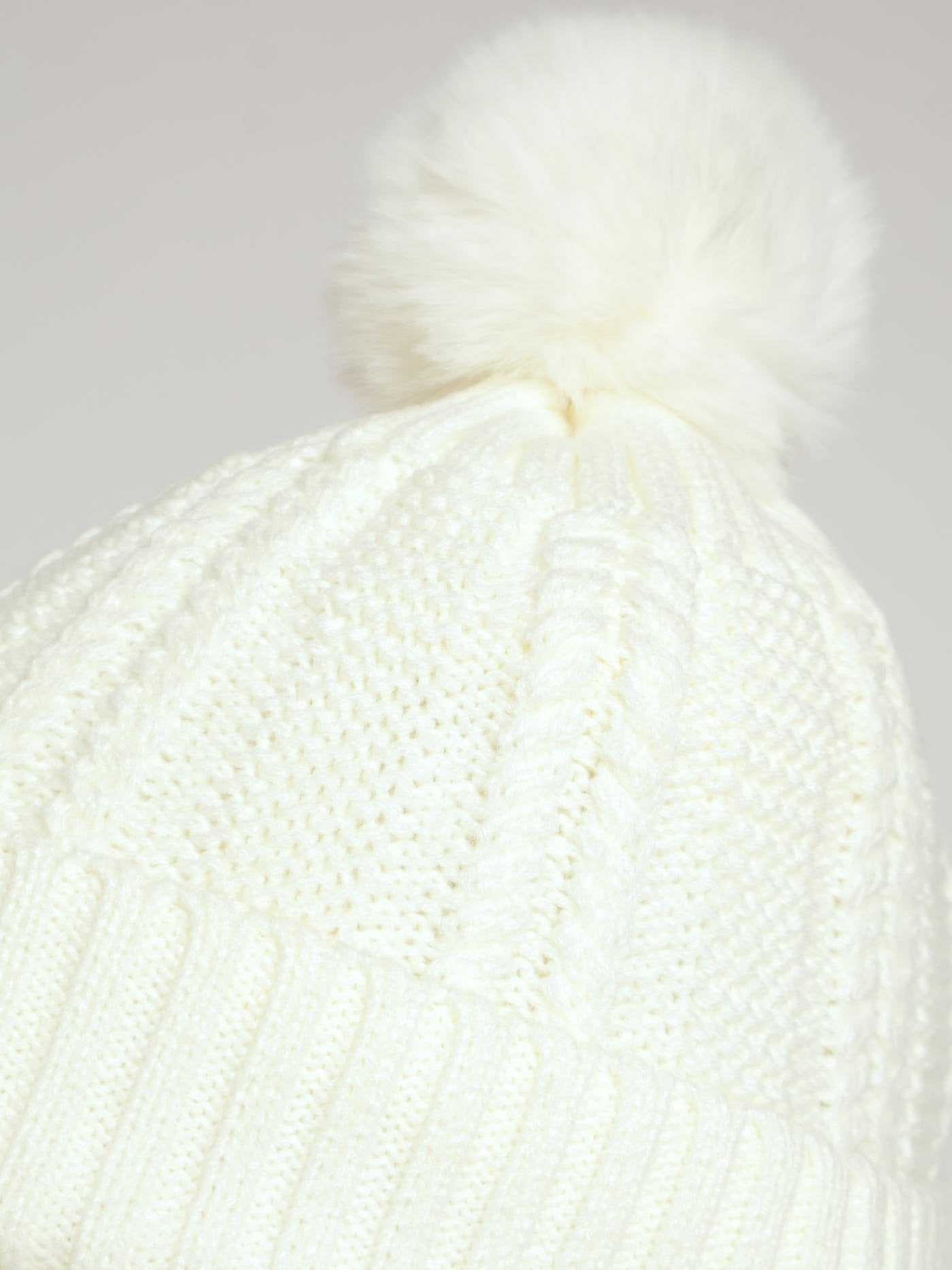 Ladies Knitted Turn Up Pompom Beanie - Cream – Edgars
