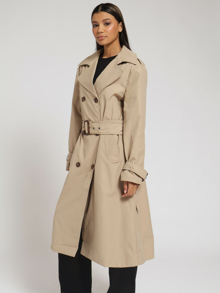 Fashion Trench Coat Jacket - Tan