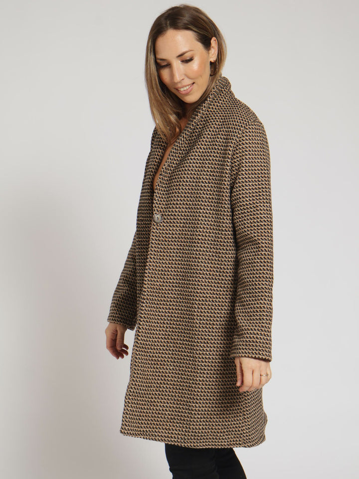 Tweed Lapel Jacket - Brown