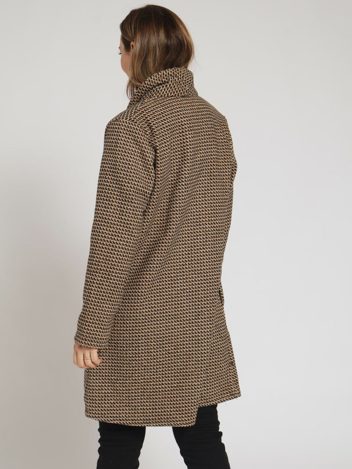 Tweed Lapel Jacket - Brown