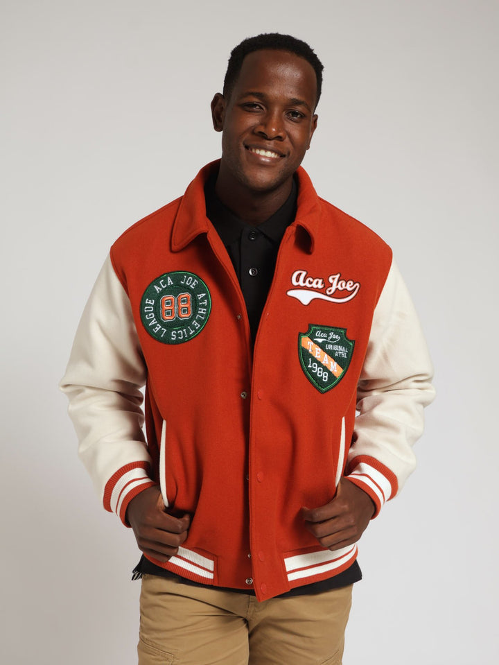 Melton Varsity Jacket - Burnt Orange