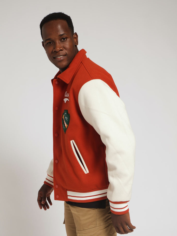 Melton Varsity Jacket - Burnt Orange