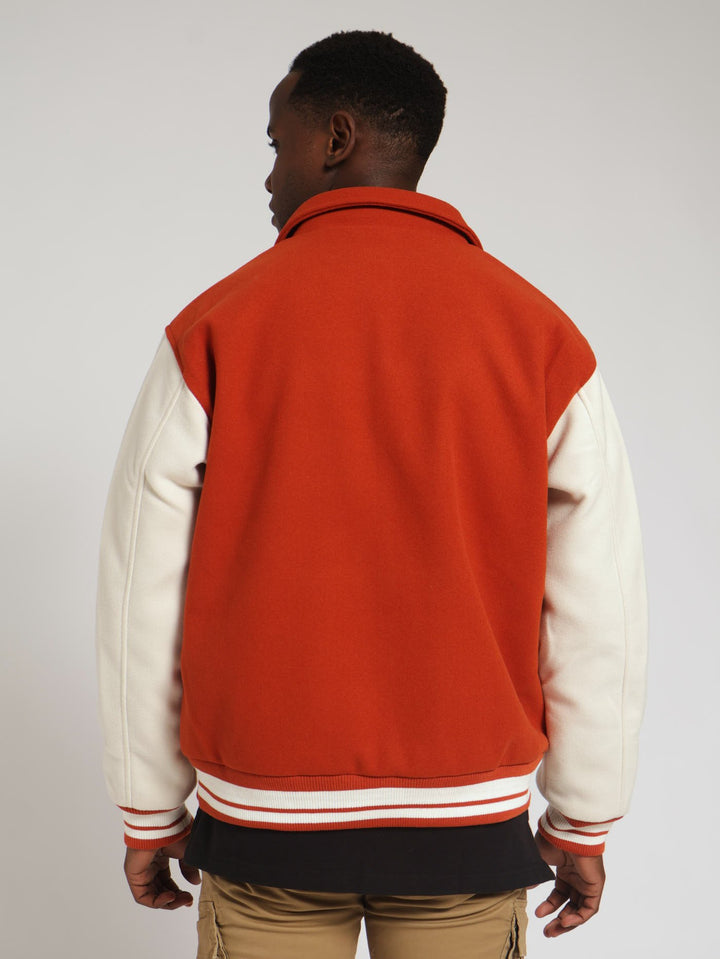Melton Varsity Jacket - Burnt Orange