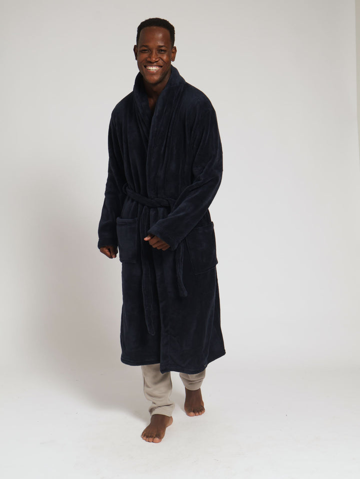 Plain Plush Gown - Navy