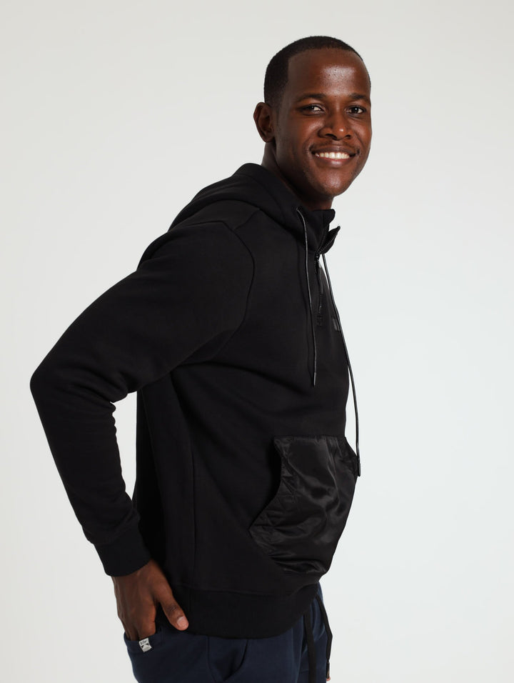 Hoody With Kangaroo Pocket - Black