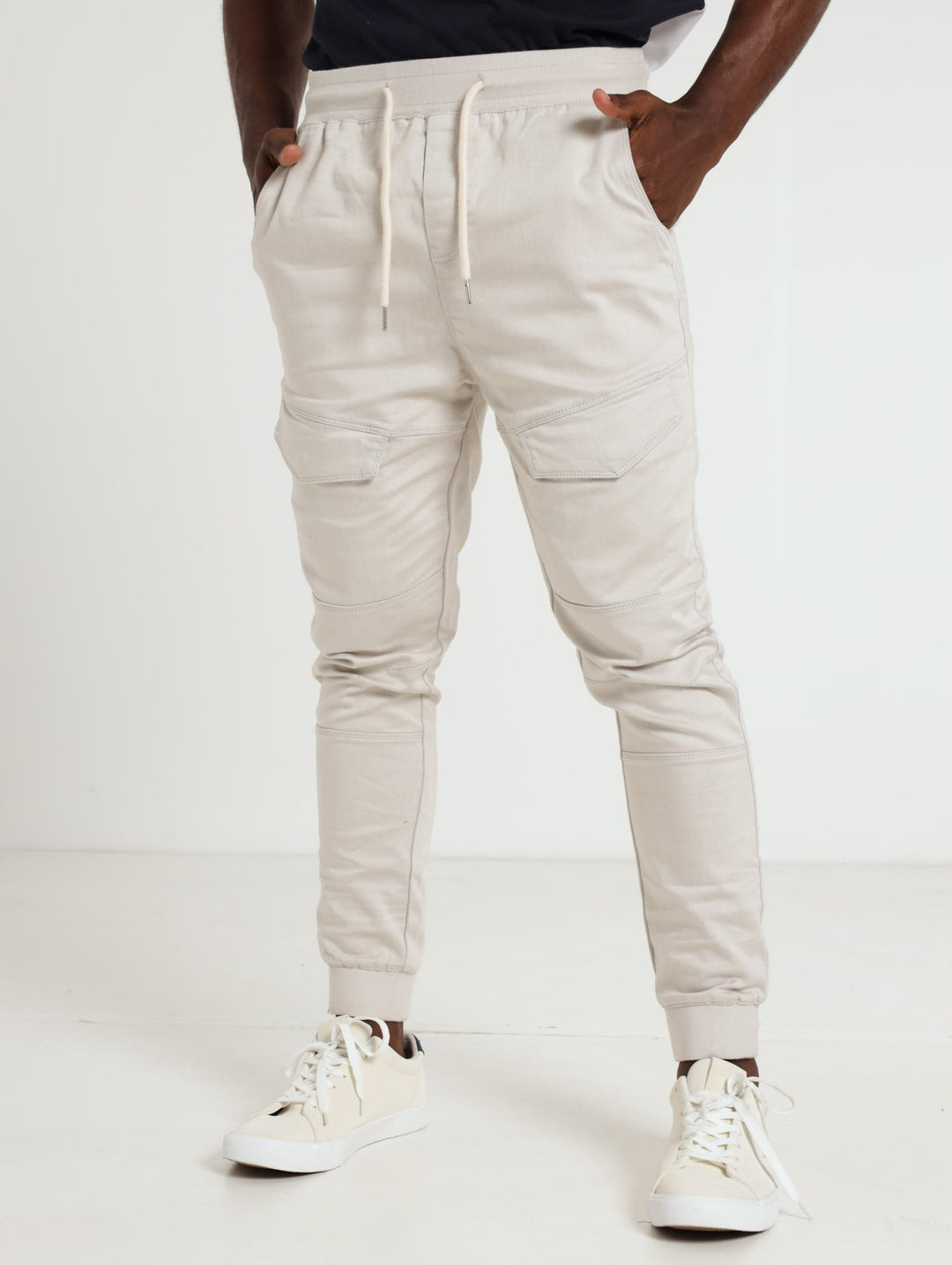 Soft Denim Joggers - Sand