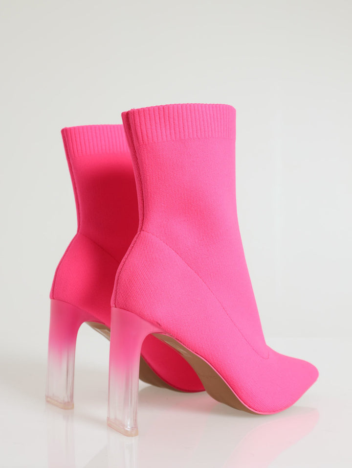 Noraah Thin Block High Heel Boot - Pink