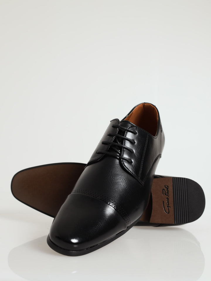 Plain Toe Cap With Punched Detail Shoe - Black