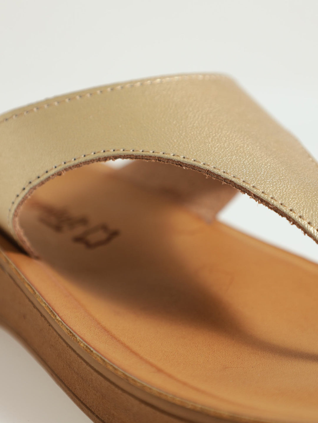 Steffi Leather Thong Wedge Sandal - Gold