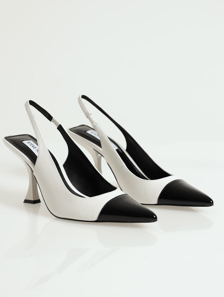 Niles Pointed Toe Slingback Heel - White/Black