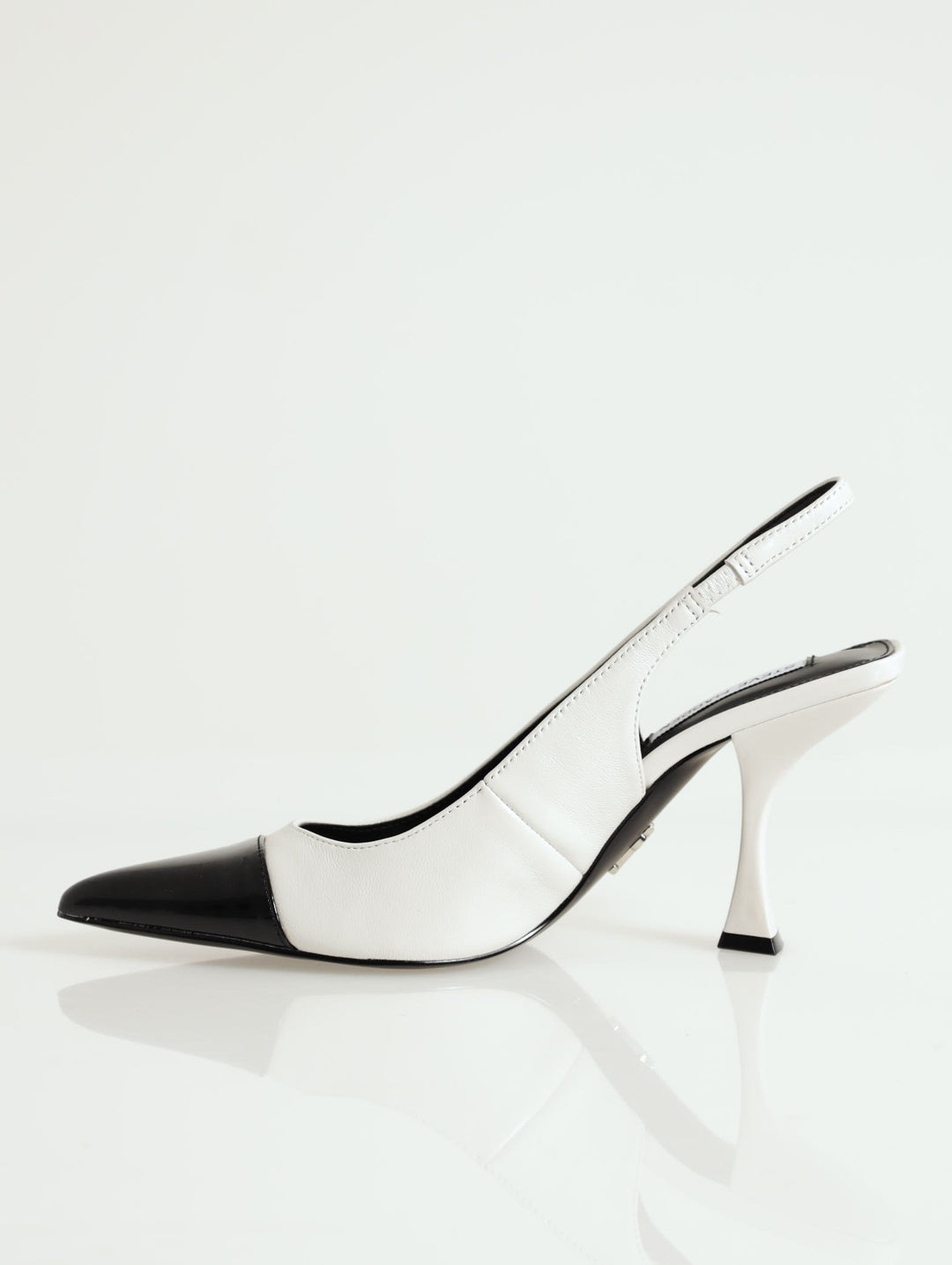 Niles Pointed Toe Slingback Heel - White/Black