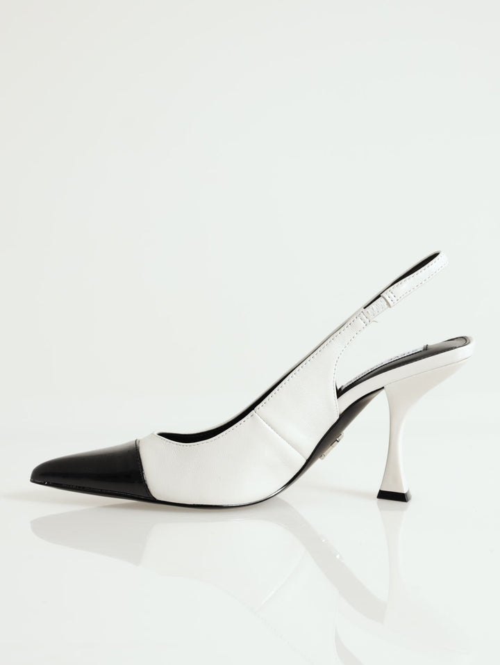 Niles Pointed Toe Slingback Heel - White/Black