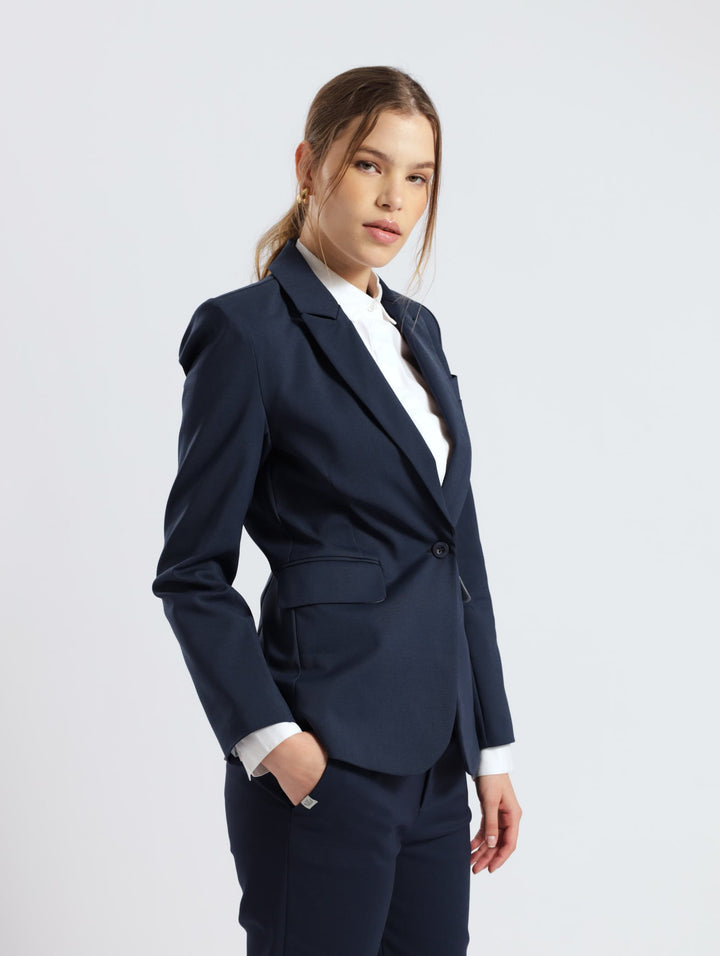 Core Lined Blazer Suit Jacket - Blue