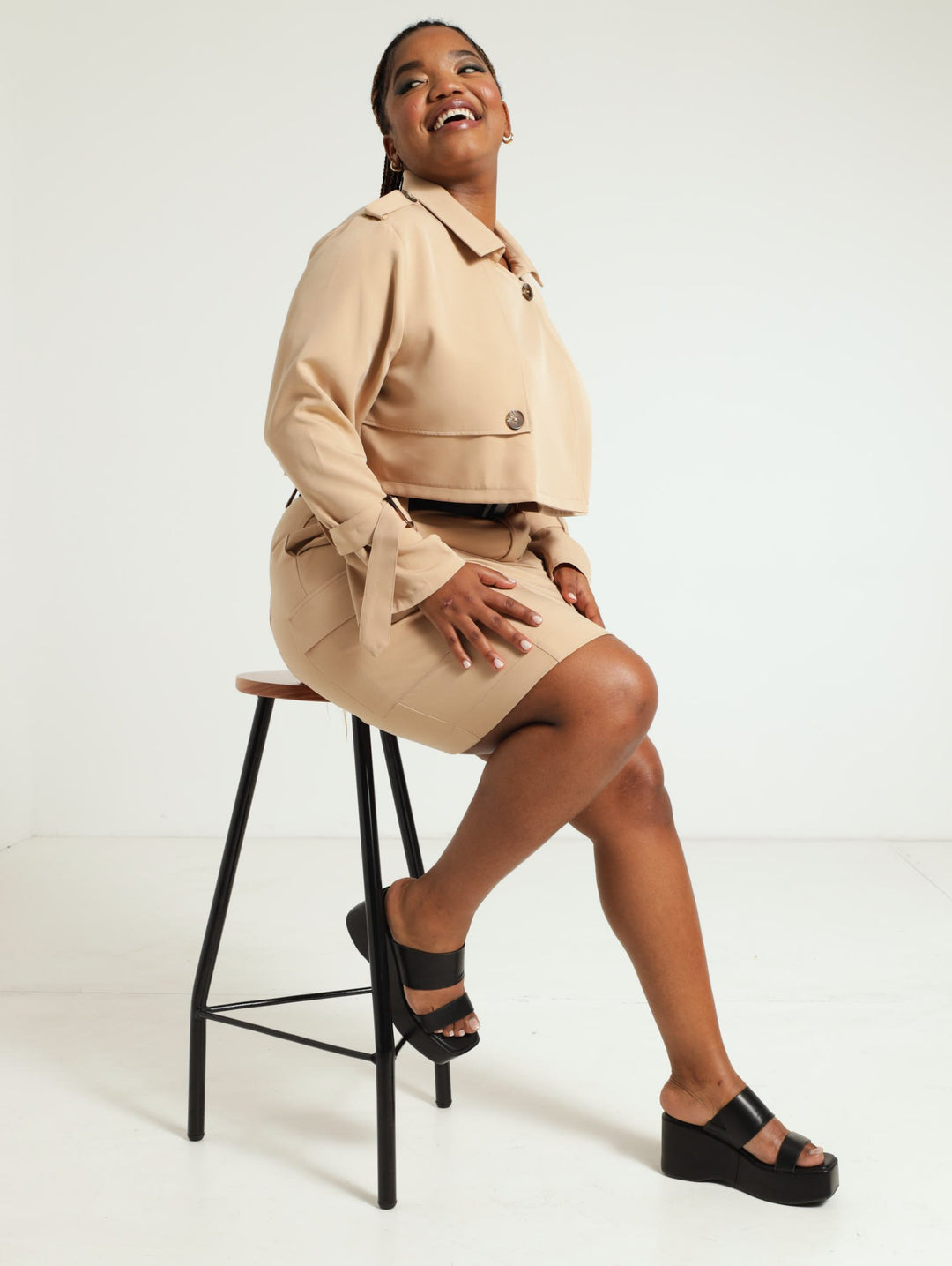 Cropped Trench - Camel