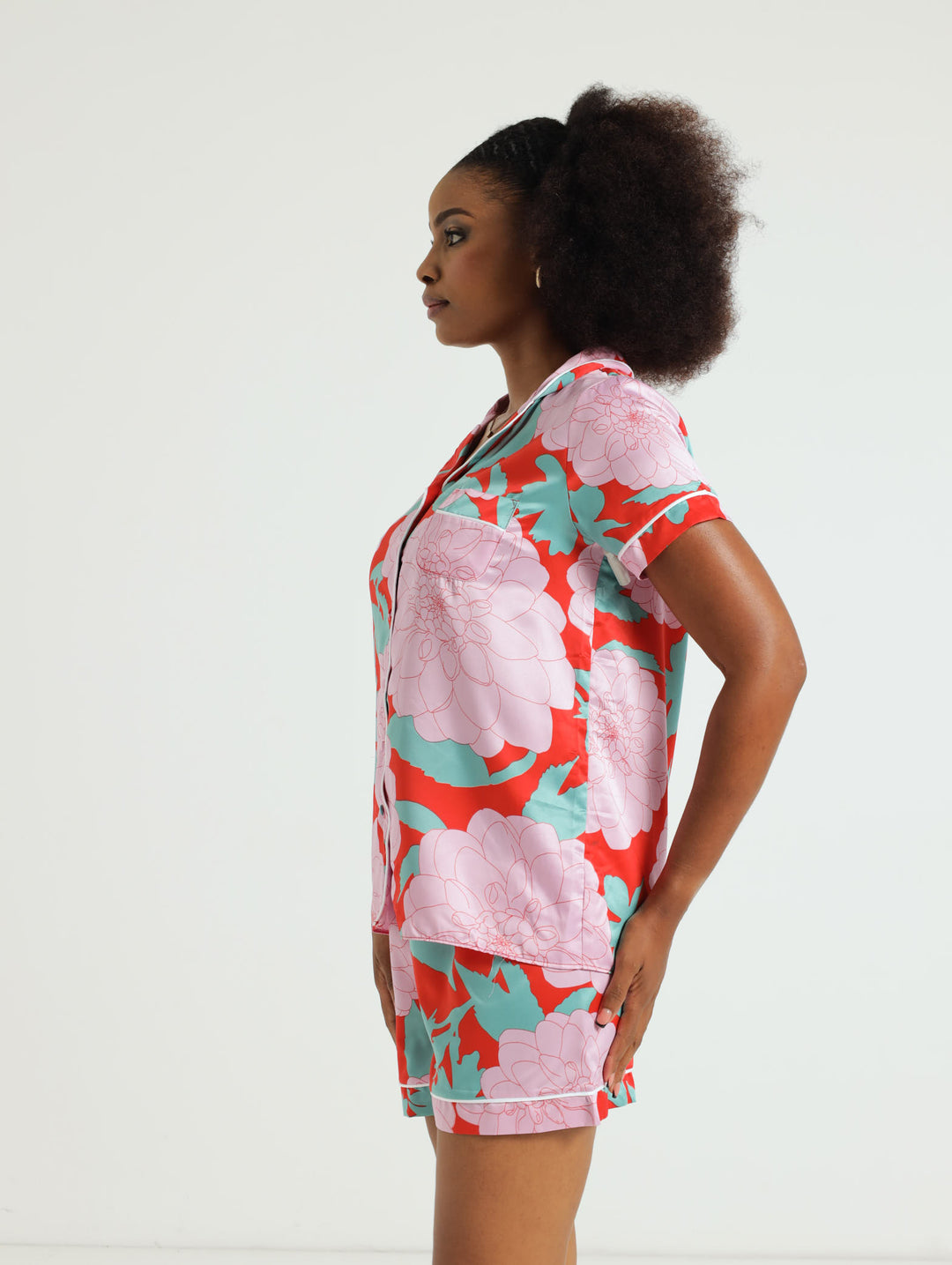 Satin Button Through Shirt & Short Sleep Set