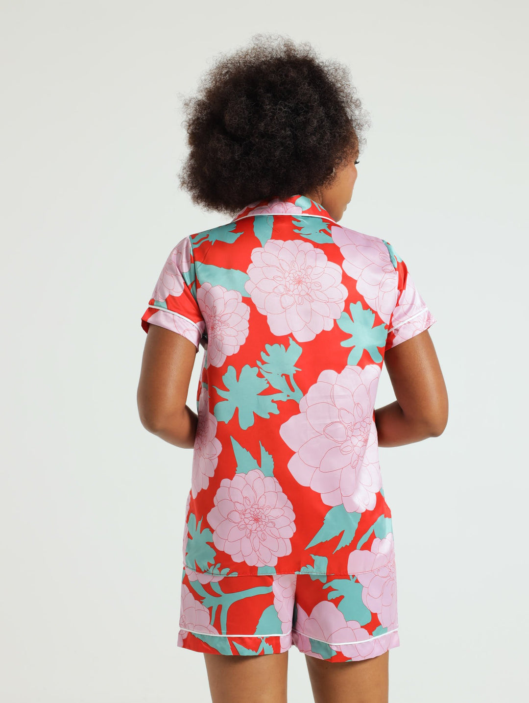 Satin Button Through Shirt & Short Sleep Set