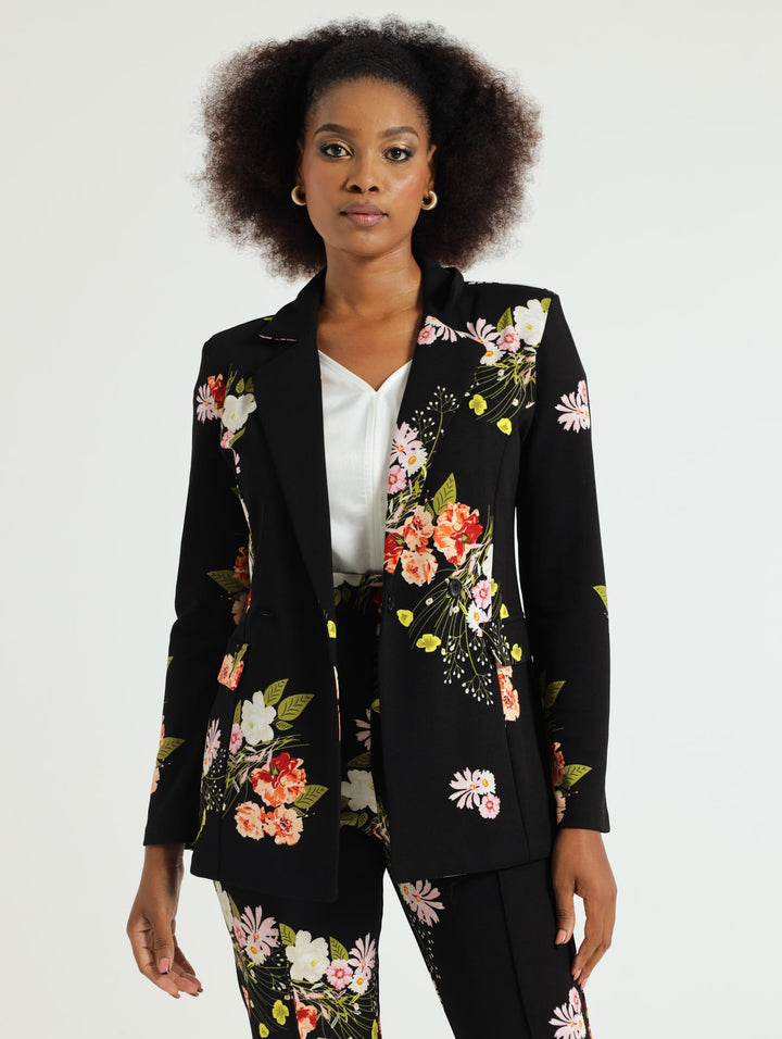 Printed Blazer - Black
