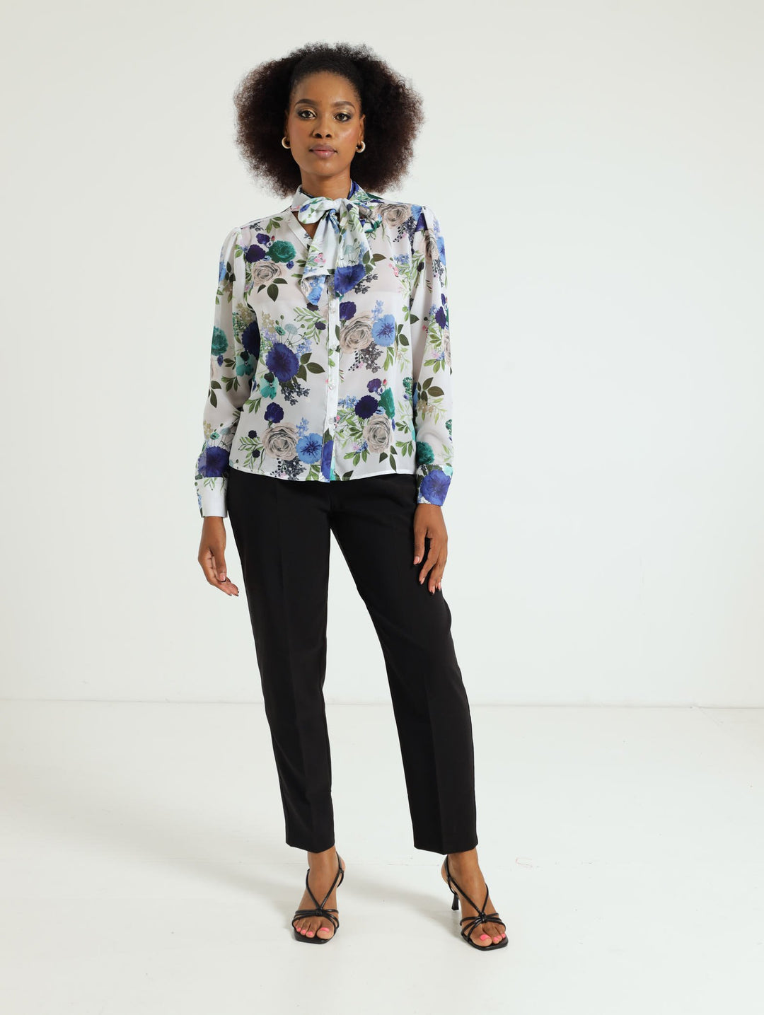 Chiffon Shirt - White/Blue