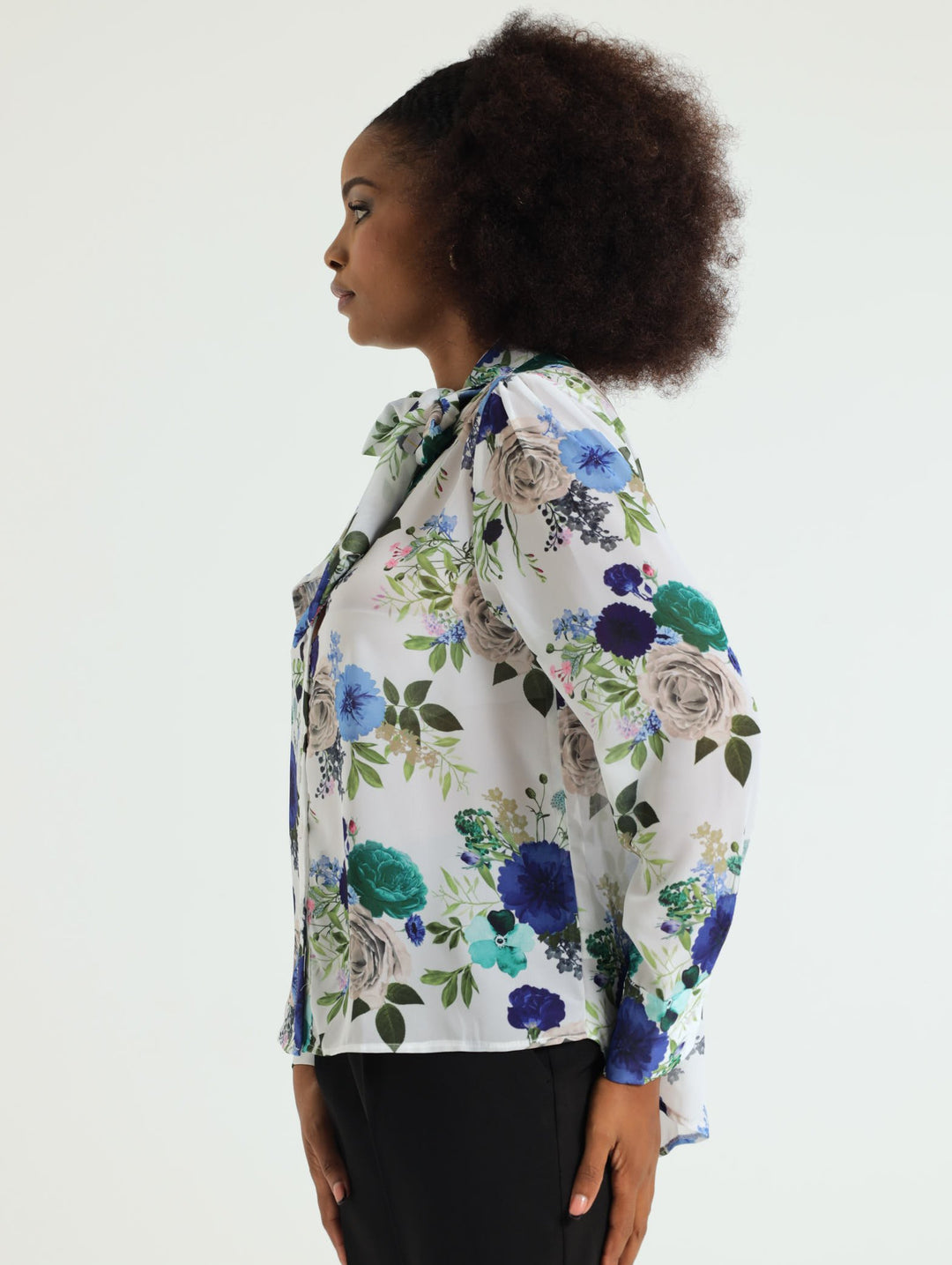 Chiffon Shirt - White/Blue