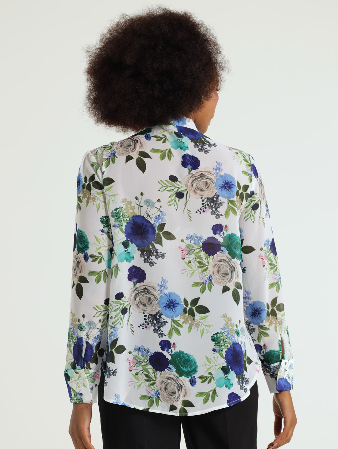 Chiffon Shirt - White/Blue