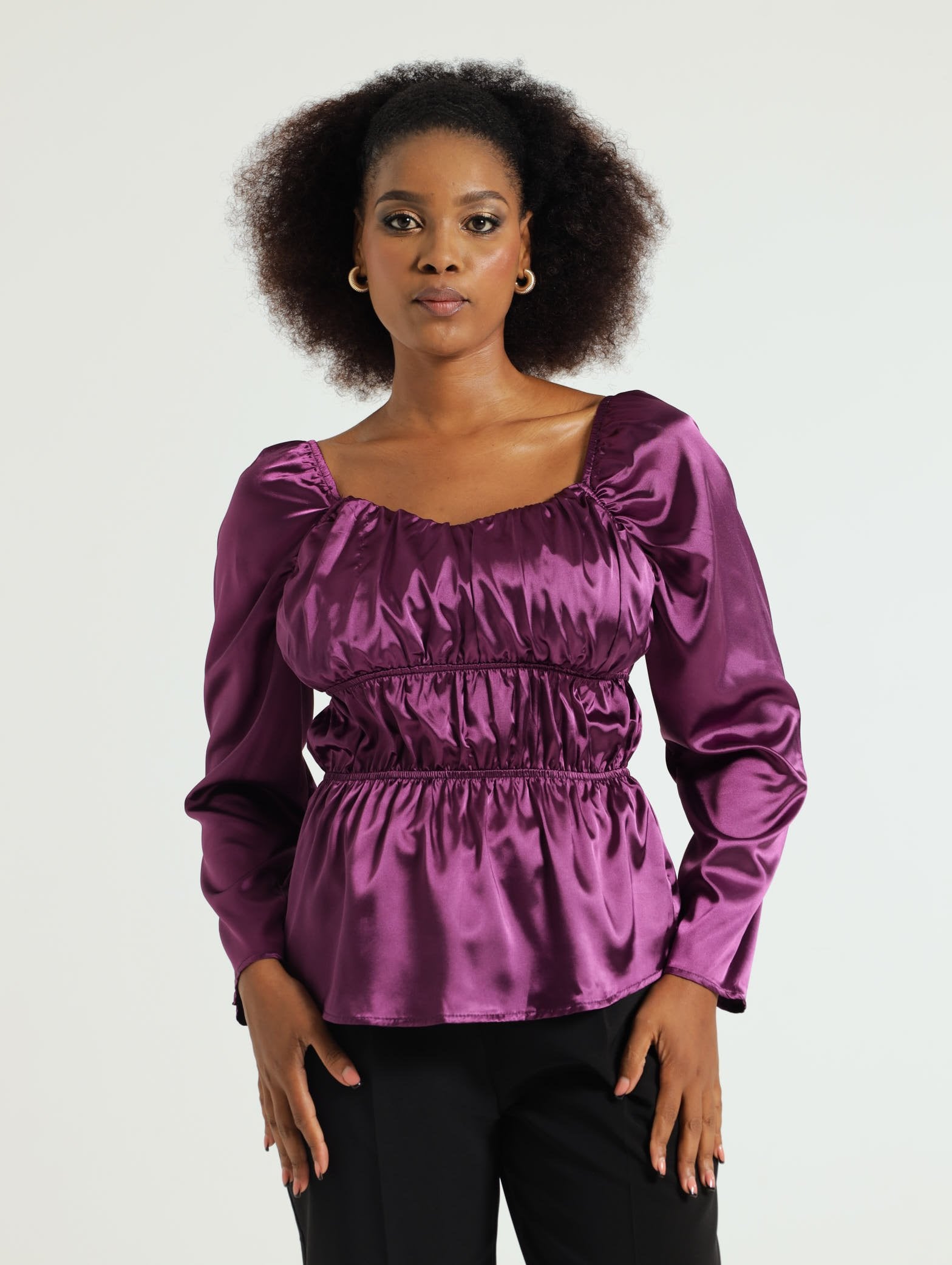 satin peplum blouse