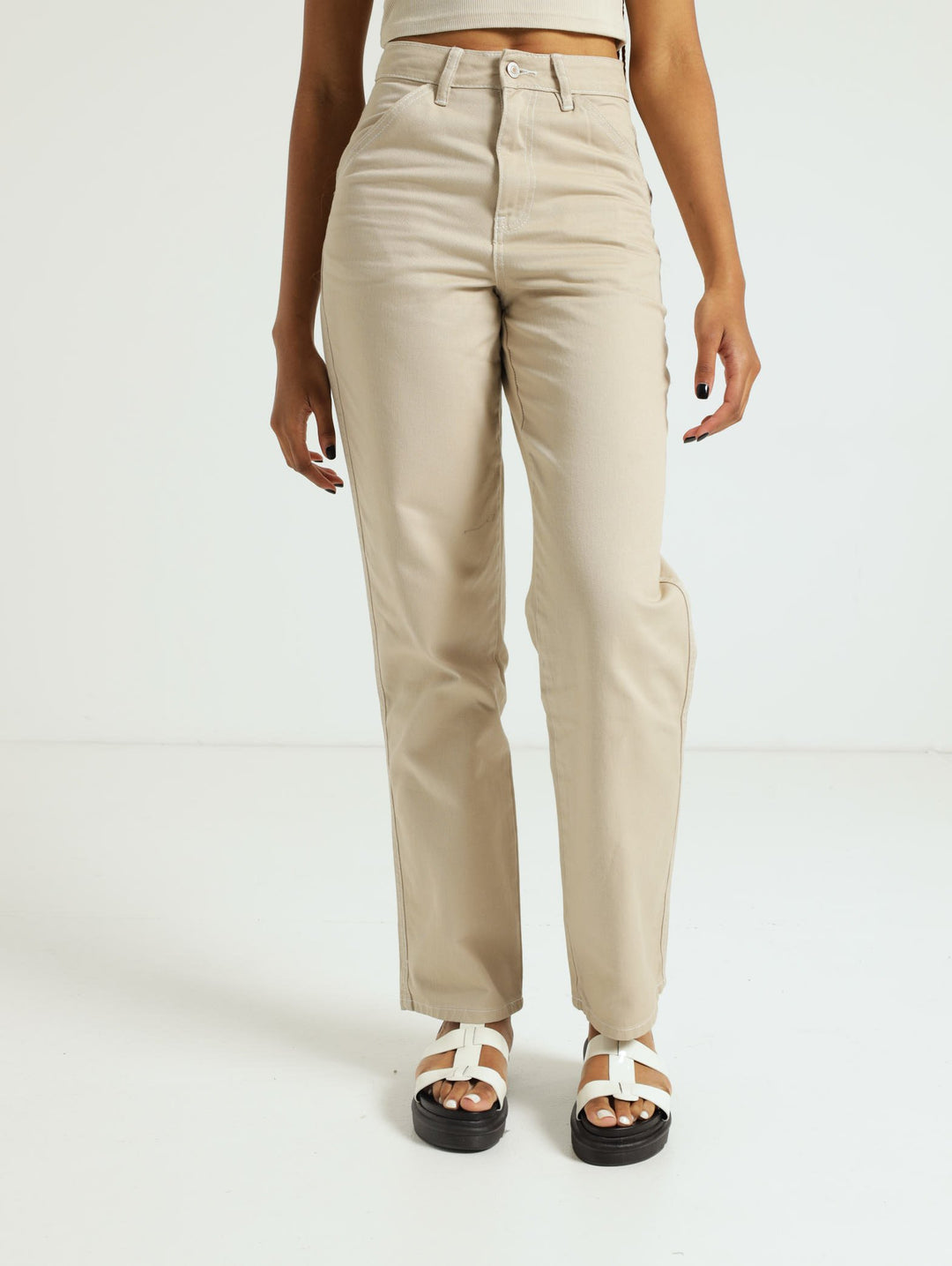 Contrast Stitch Carpenter Jean - Stone