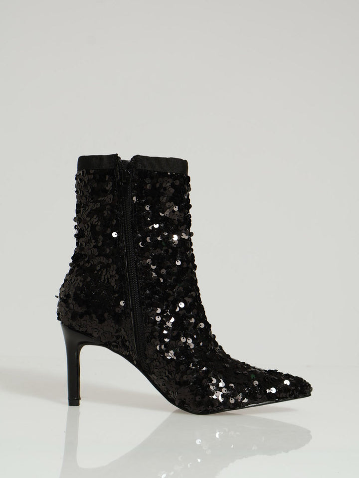 Sequin Sock Boot - Black