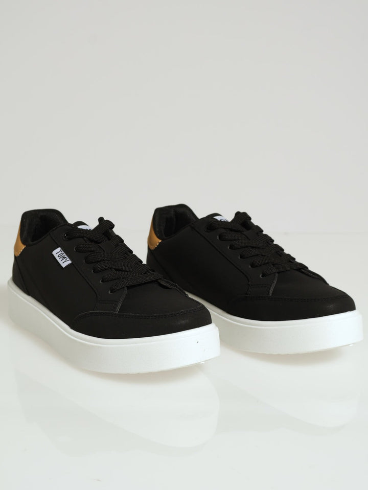Tomy Keyla Nubuck Lace Up Sneaker - Black/Tan
