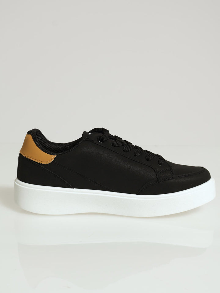 Tomy Keyla Nubuck Lace Up Sneaker - Black/Tan