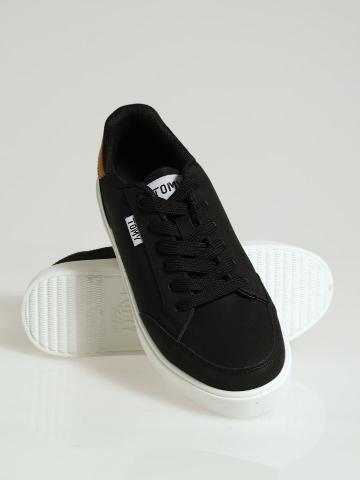 Tomy Keyla Nubuck Lace Up Sneaker - Black/Tan