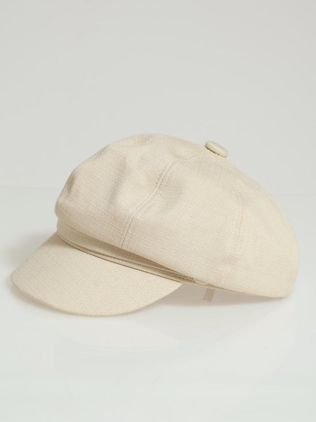 Button Detail Bakerboy Hat - Beige