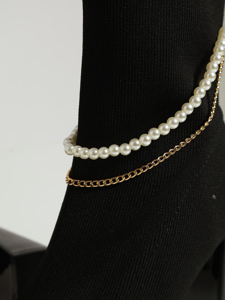 Pearl & Chain Trim Sock Boot - Black