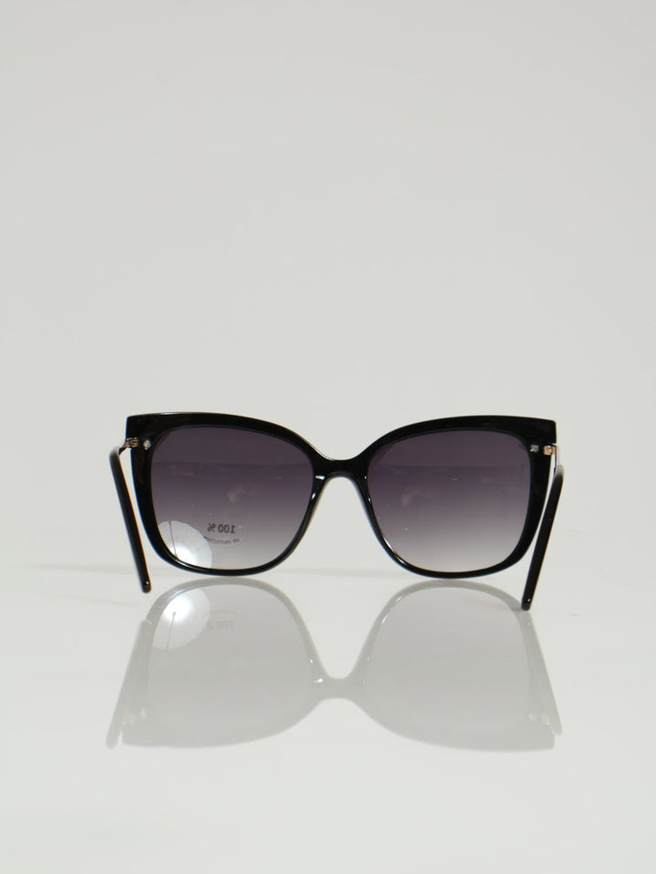 Large Frame Cat Eye Sunglasses - Black
