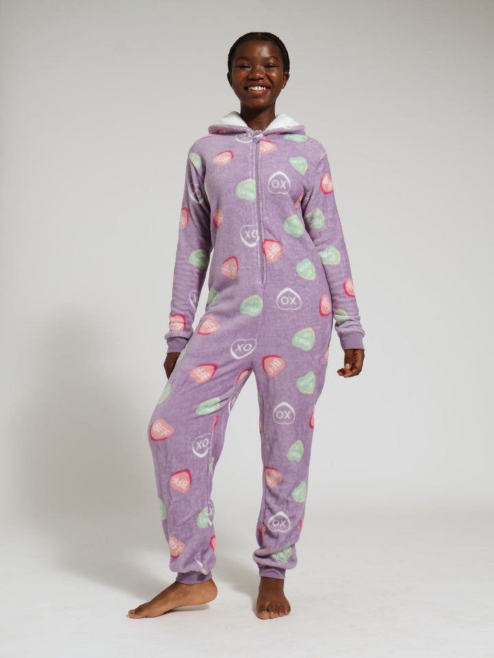 Girls Sweet Hearts Onesie - Purple