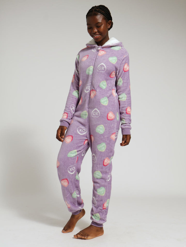 Girls Sweet Hearts Onesie - Purple