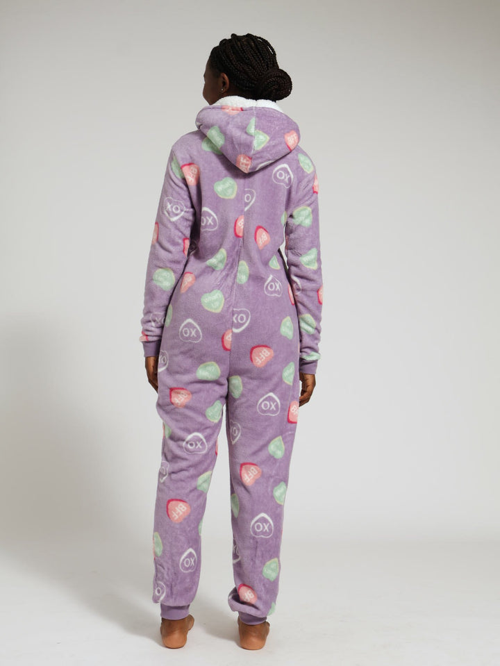Girls Sweet Hearts Onesie - Purple