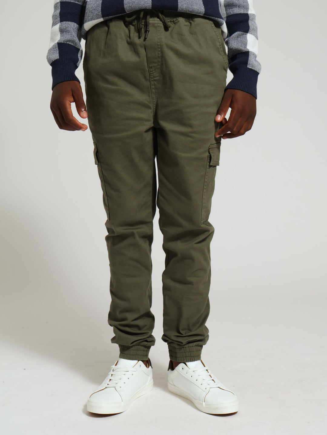 Boys Flat Cargo Pants - Olive