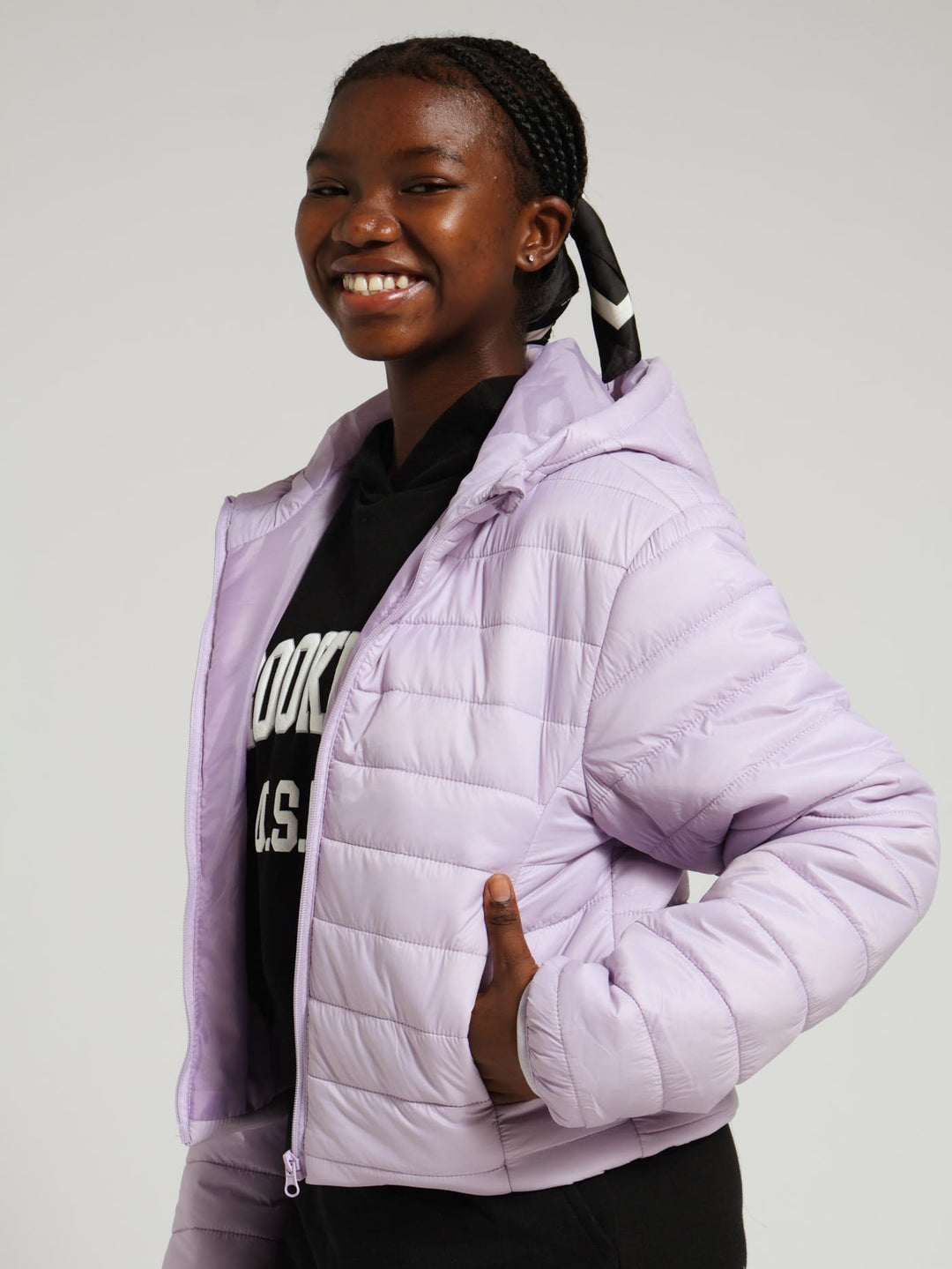 hooded puffer girls purple puffer jacket