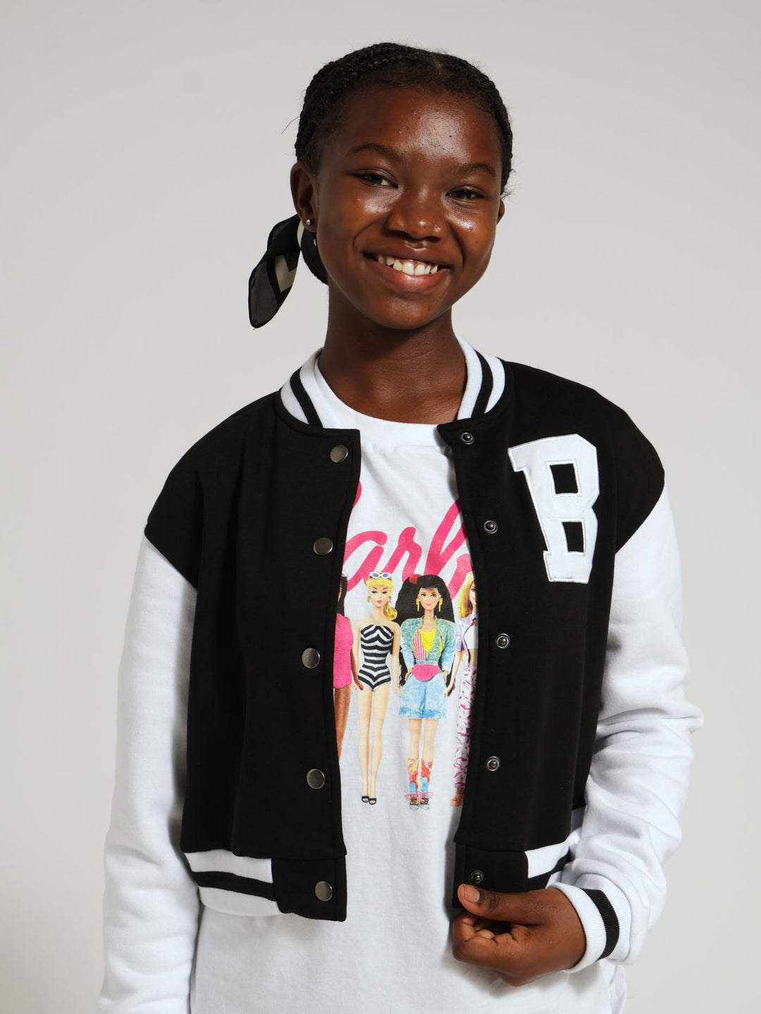 Girls Fleece Baseball Jacket - Black