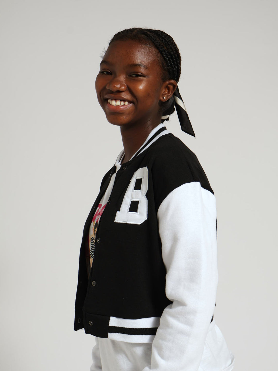 Girls Fleece Baseball Jacket - Black