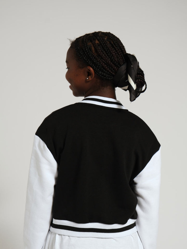 Girls Fleece Baseball Jacket - Black