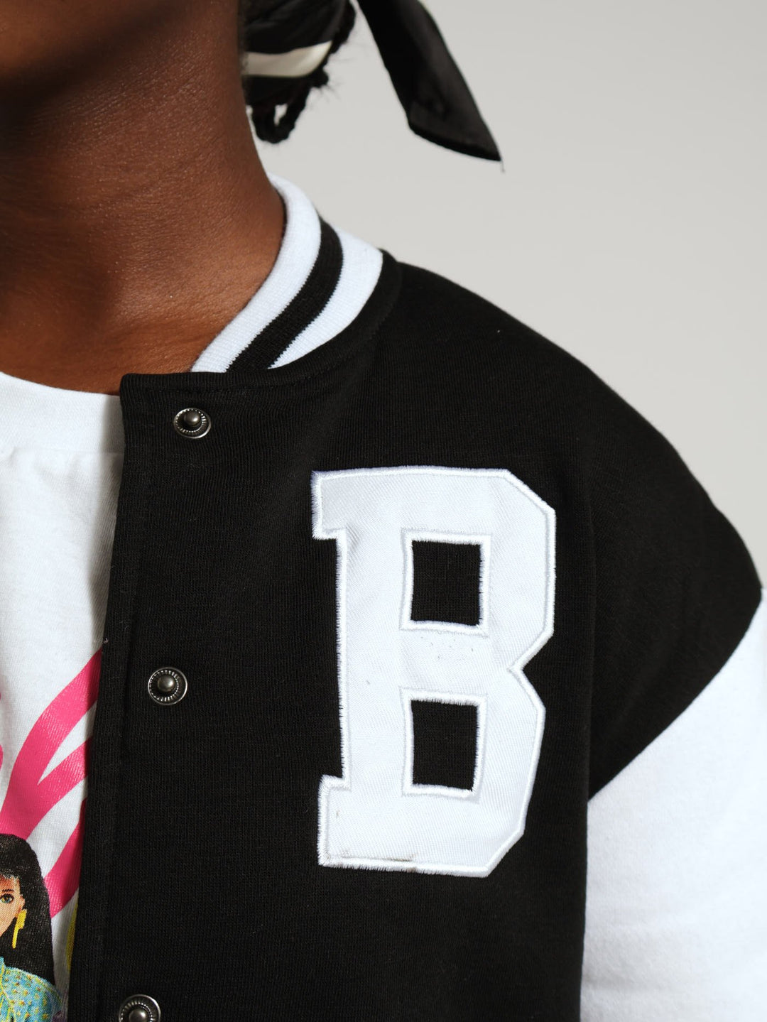 Girls Fleece Baseball Jacket - Black