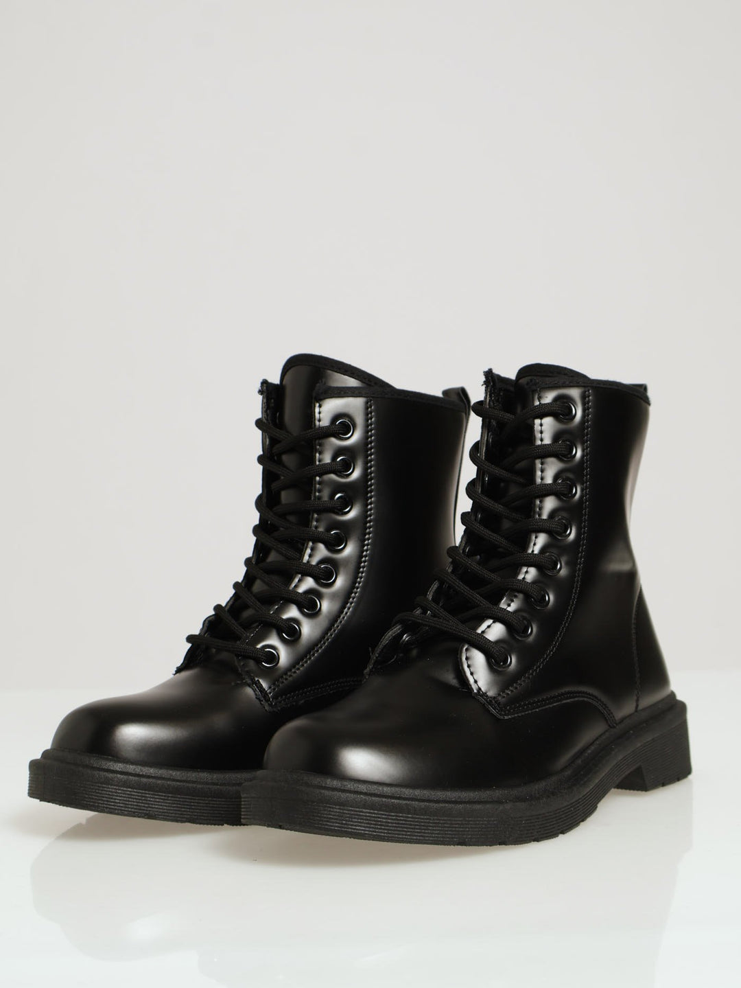 Boys Pu Lace Up Boot Black – Edgars