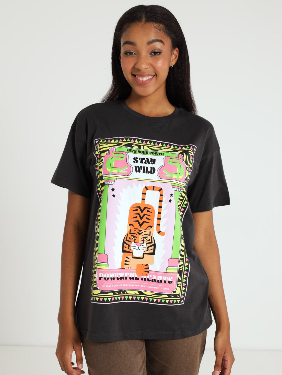Tiger Oversized Tee - Charcoal