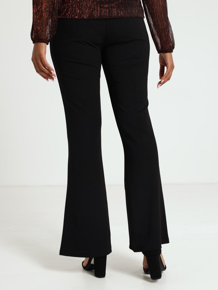 Panelled Slit Flared Leg Pant - Black