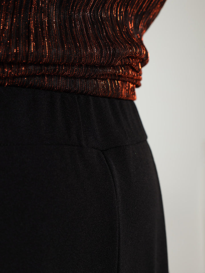 Panelled Slit Flared Leg Pant - Black