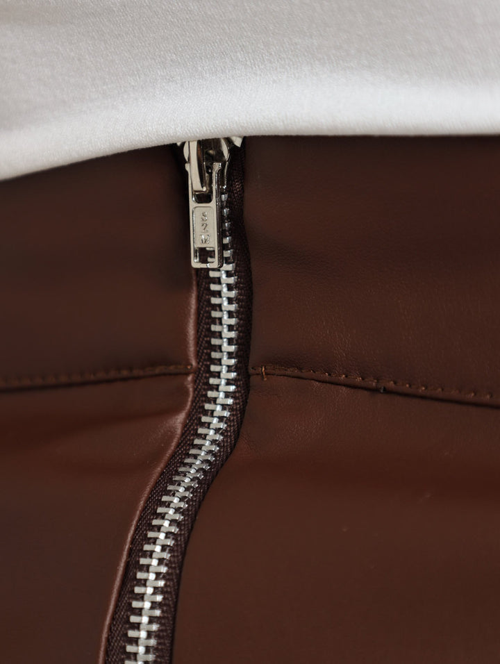 A-Line Pu Mini Skirt - Chocolate