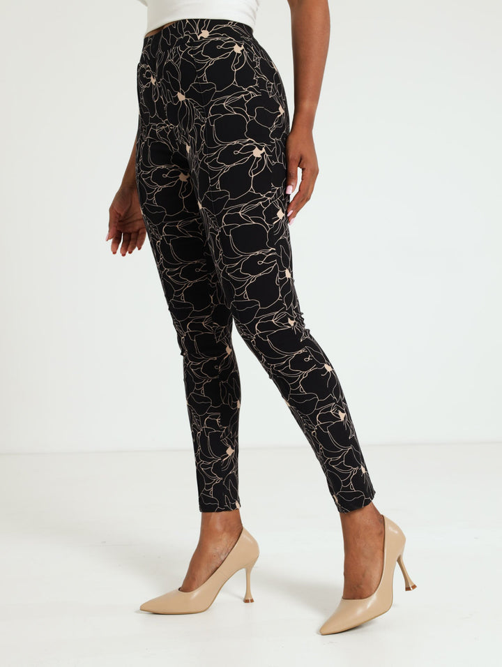 Smart Skinny Pants - Black/Beige