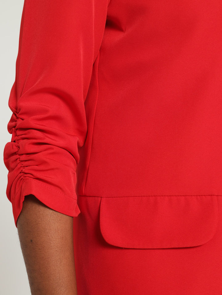 Gauged Sleeve Blazer - Red