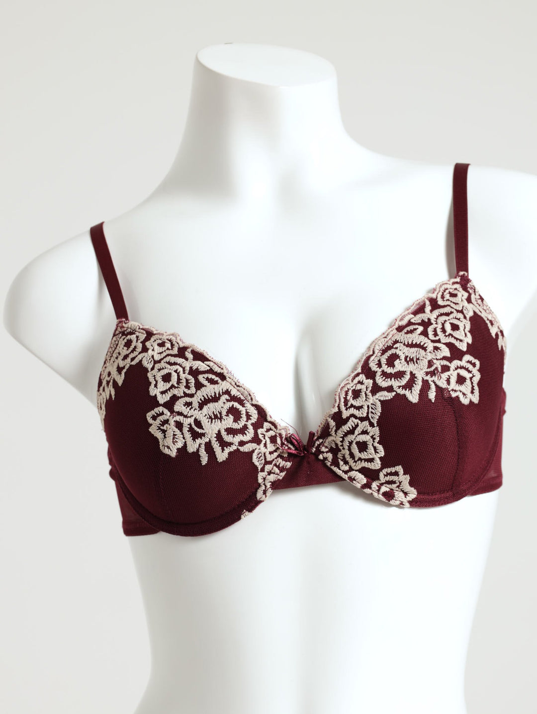 Single Embroidered Bra - Burgundy